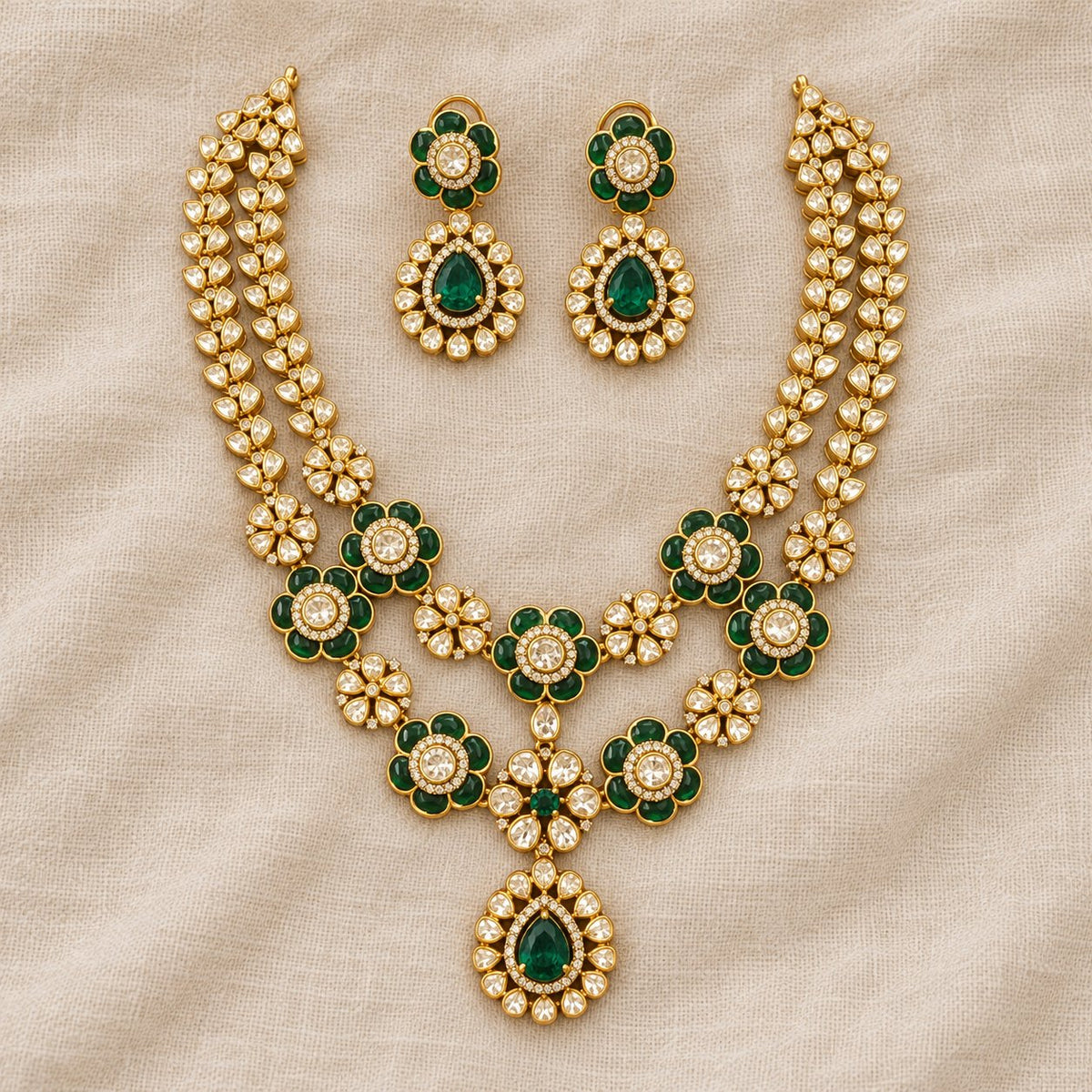 Marakata Kusuma Moissanite Necklace & Earrings, photo 1