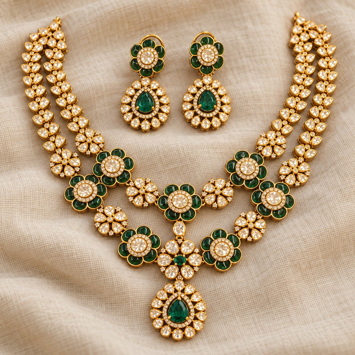 Marakata Kusuma Moissanite Necklace & Earrings, photo 2