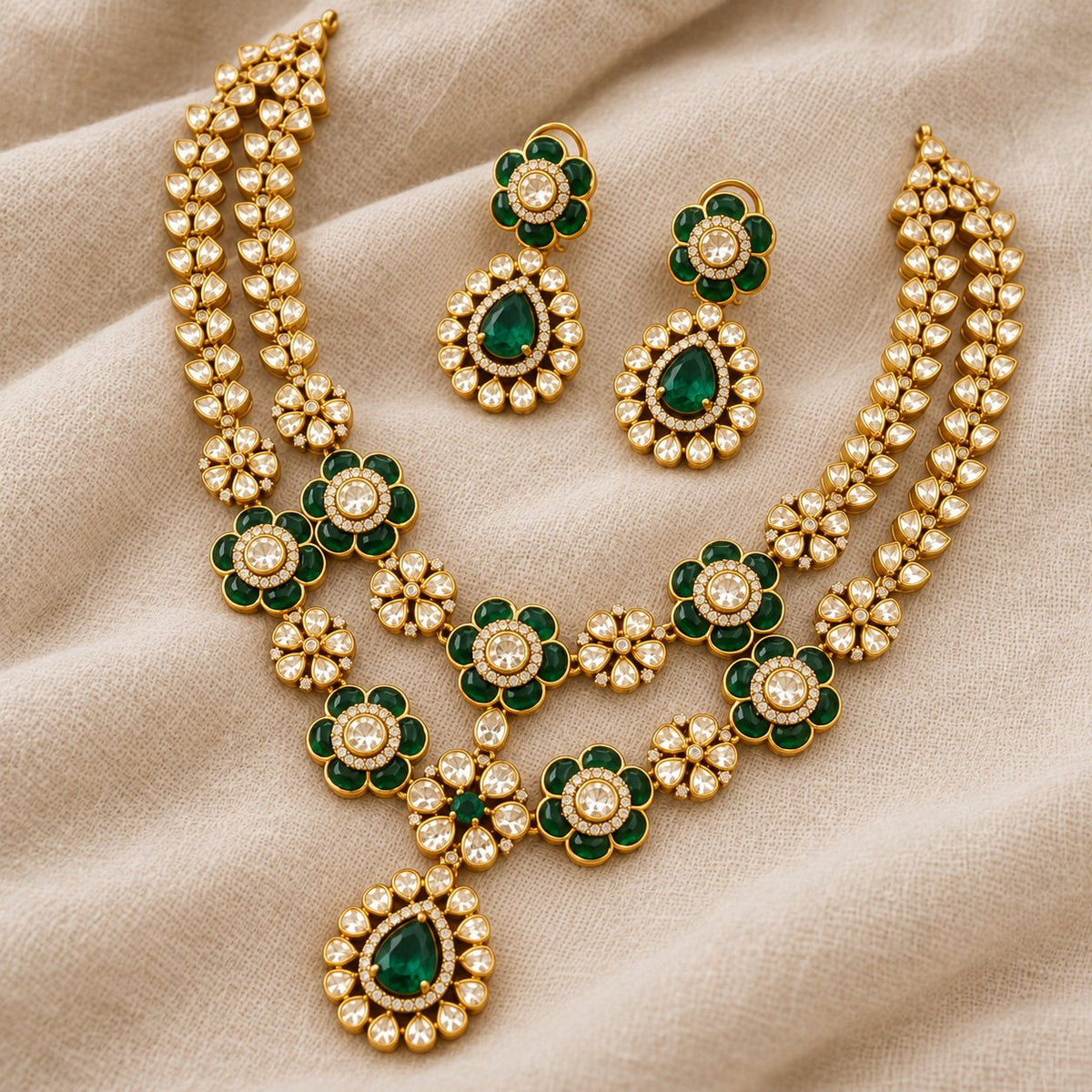 Marakata Kusuma Moissanite Necklace & Earrings, photo 3