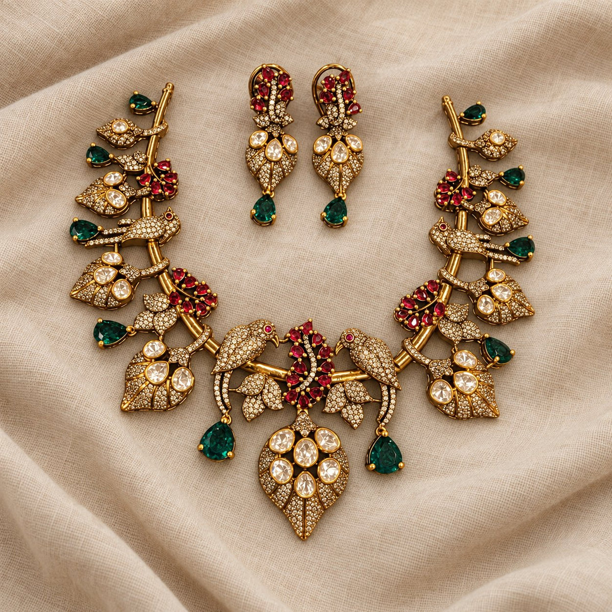 Mayura Vallari Moissanite Necklace & Earrings, photo 1
