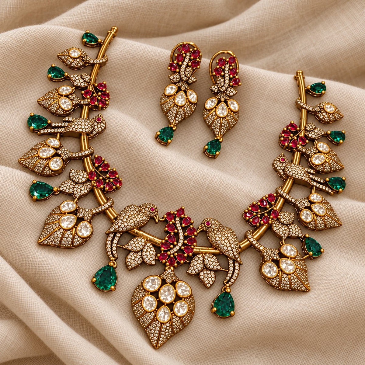 Mayura Vallari Moissanite Necklace & Earrings, photo 2