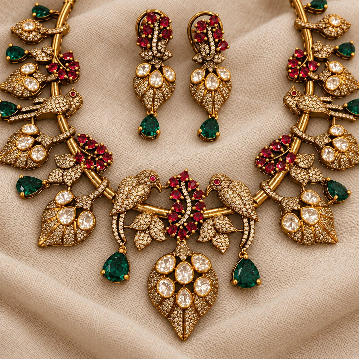 Mayura Vallari Moissanite Necklace & Earrings, photo 3