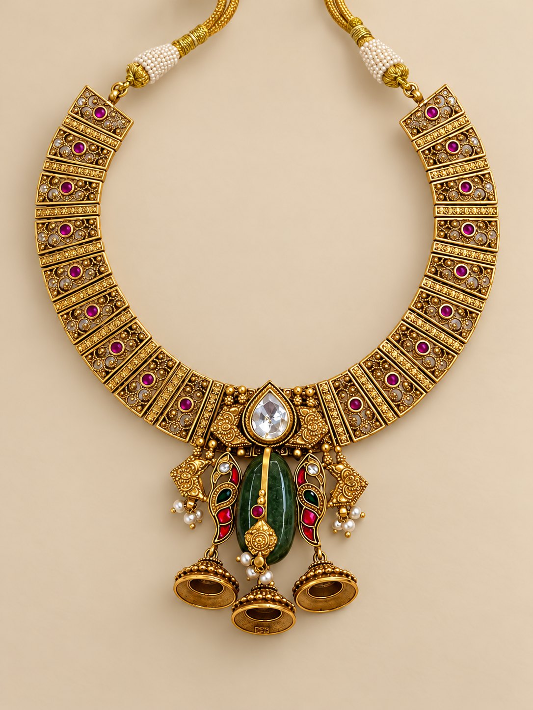 Mayurika Emerald Jhumka Kanti Necklace, photo 2