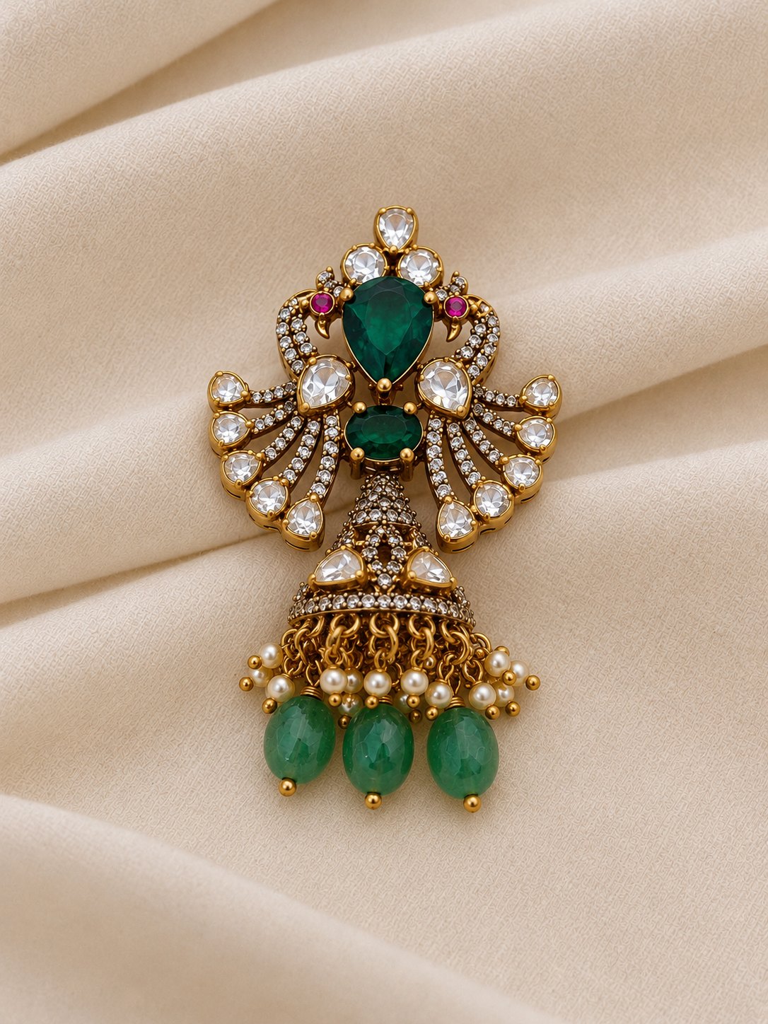 Mrinalini Emerald Moissanite Pendant Set, photo 2
