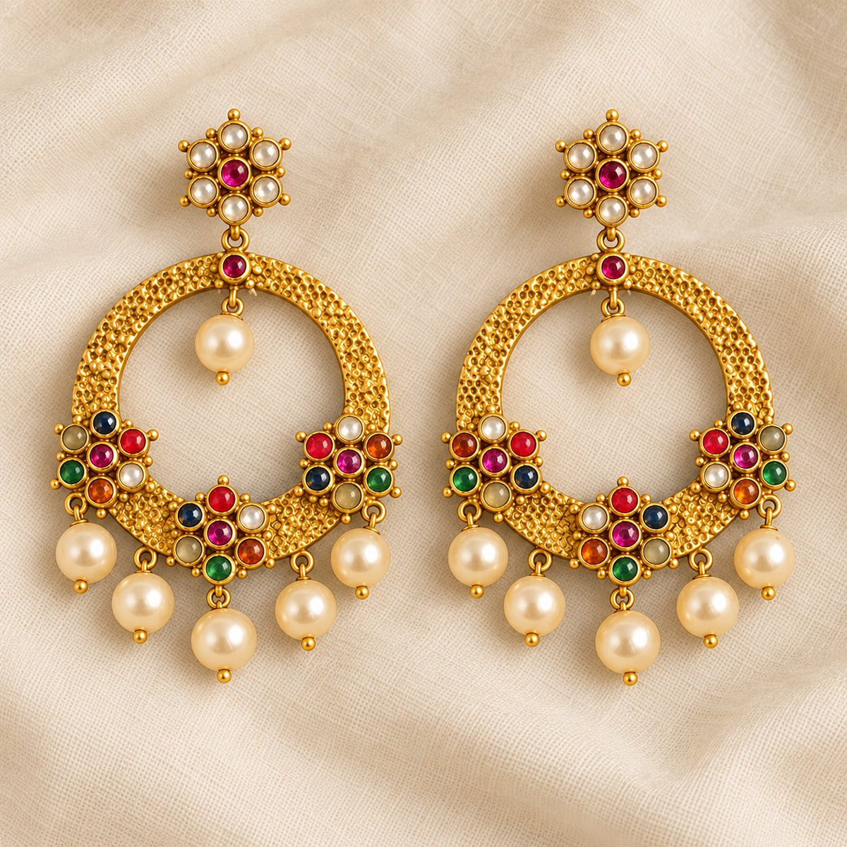 Navaratna Chandbali Earrings, photo 2
