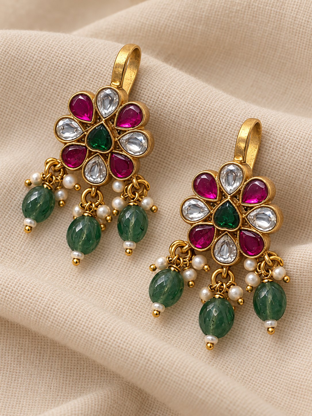 Navika Kundan Green Bead Bugadis, photo 2