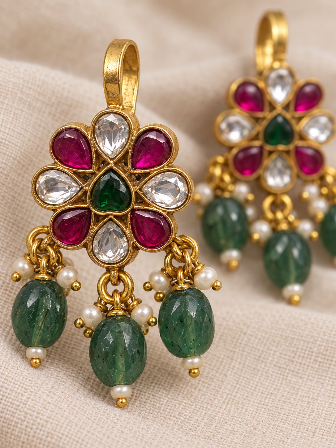 Navika Kundan Green Bead Bugadis, photo 3