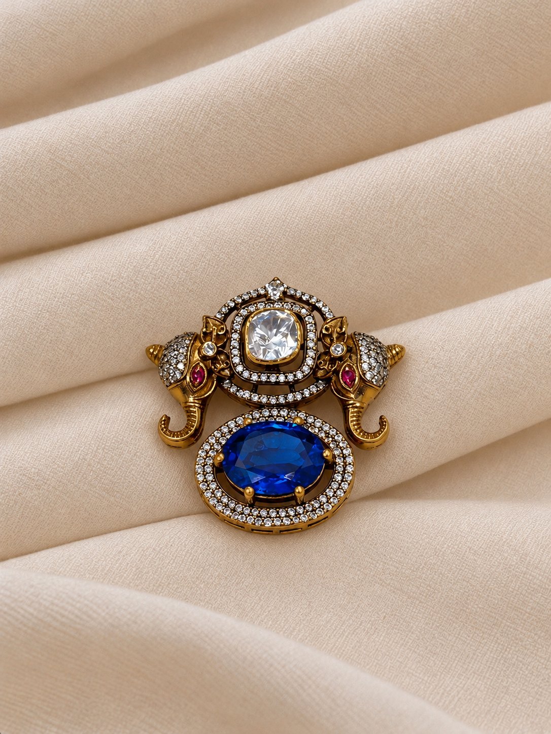 Neelambari Gaja Moissanite Pendant Set, photo 2