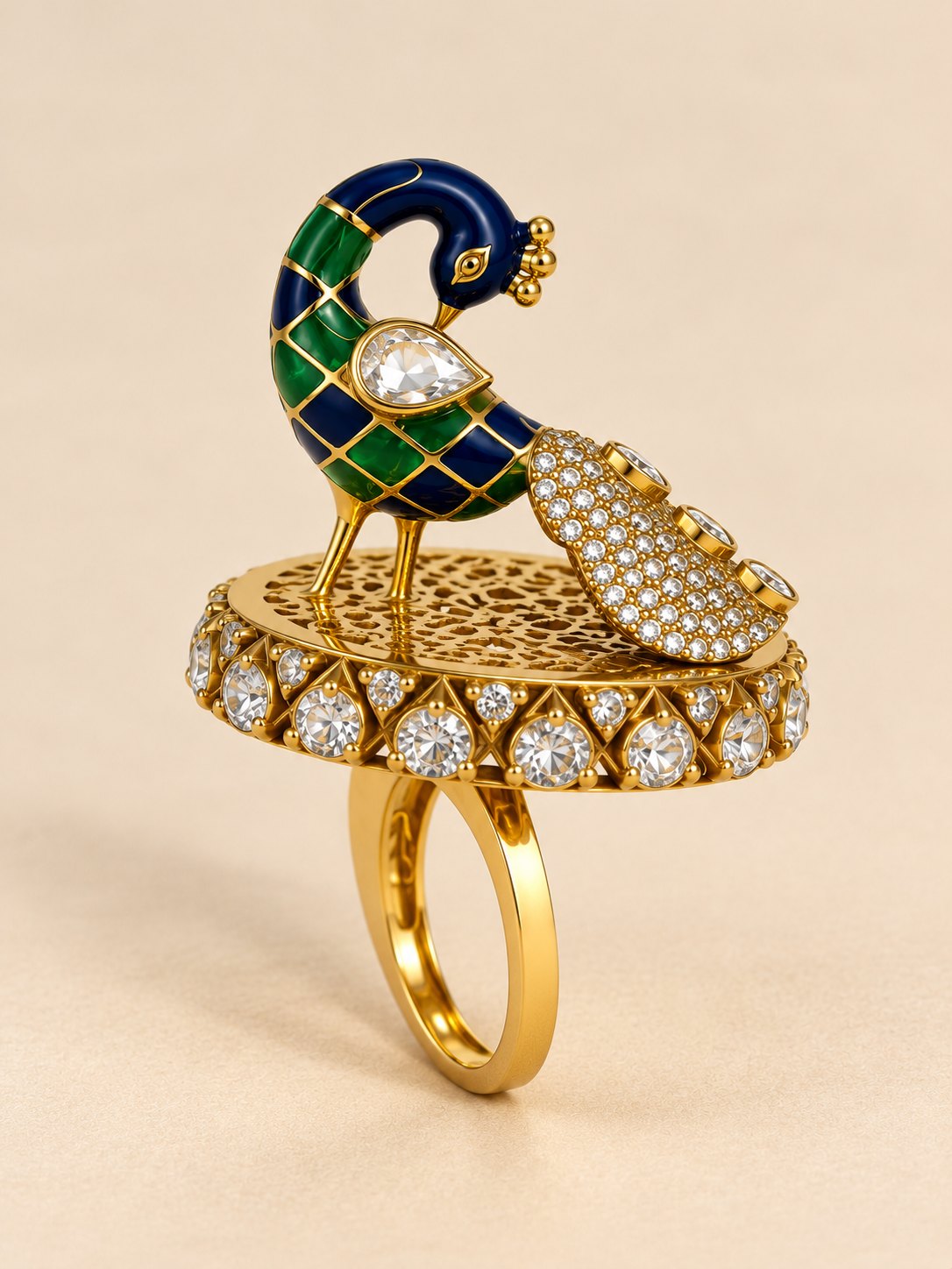 Neelmayuri Meenakari Peacock Finger Ring, photo 2