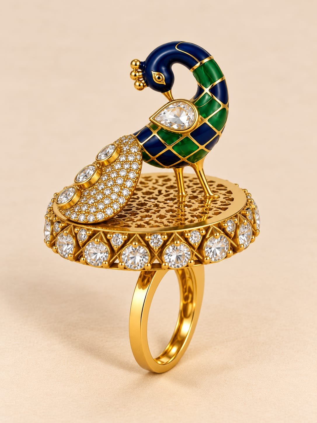 Neelmayuri Meenakari Peacock Finger Ring, photo 3