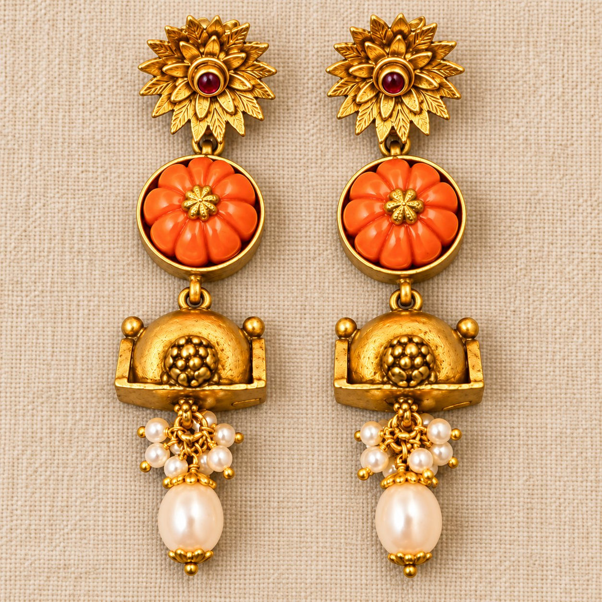 Padmaraga Coral Drop Earrings, photo 3