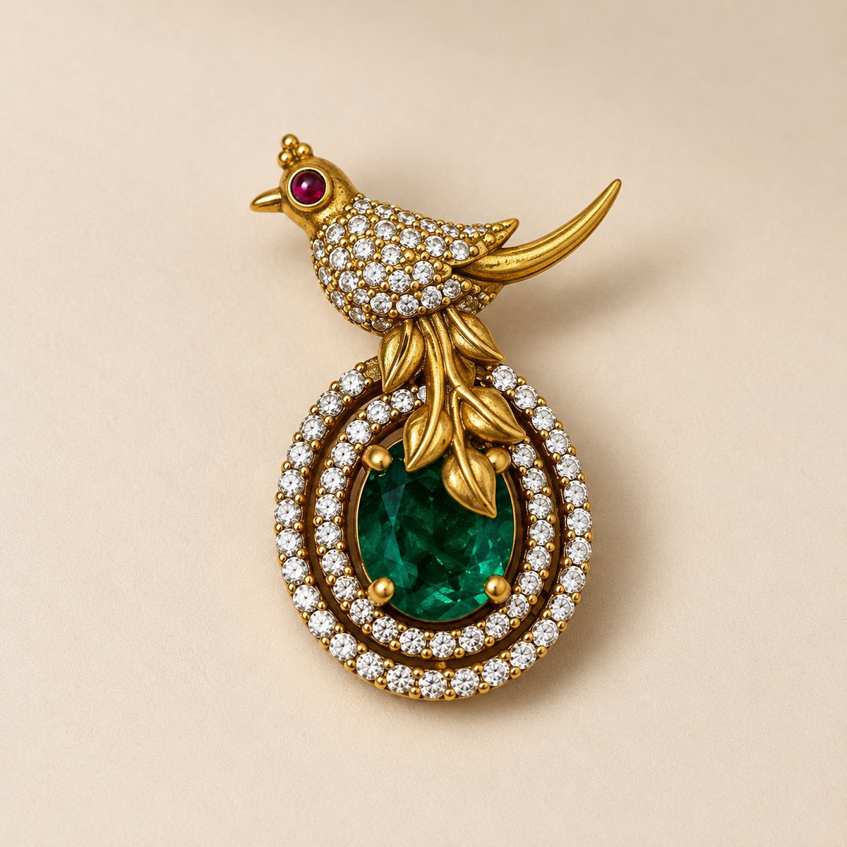 Pankhika Emerald Bird Pendant, photo 1