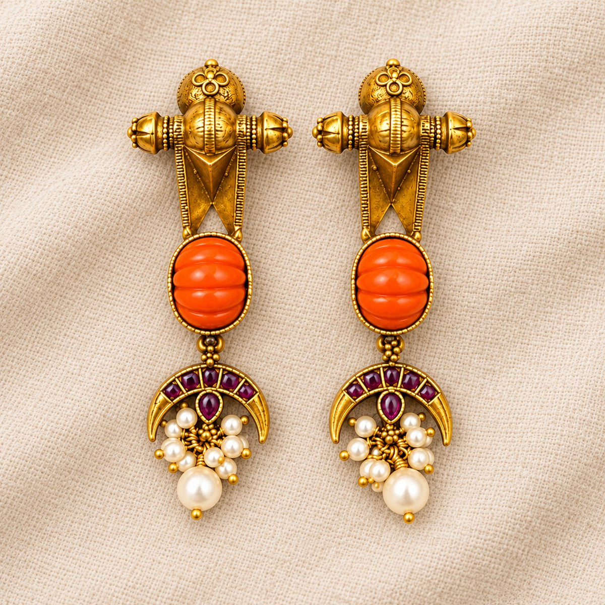 Raktima Coral Crescent Earrings, photo 1