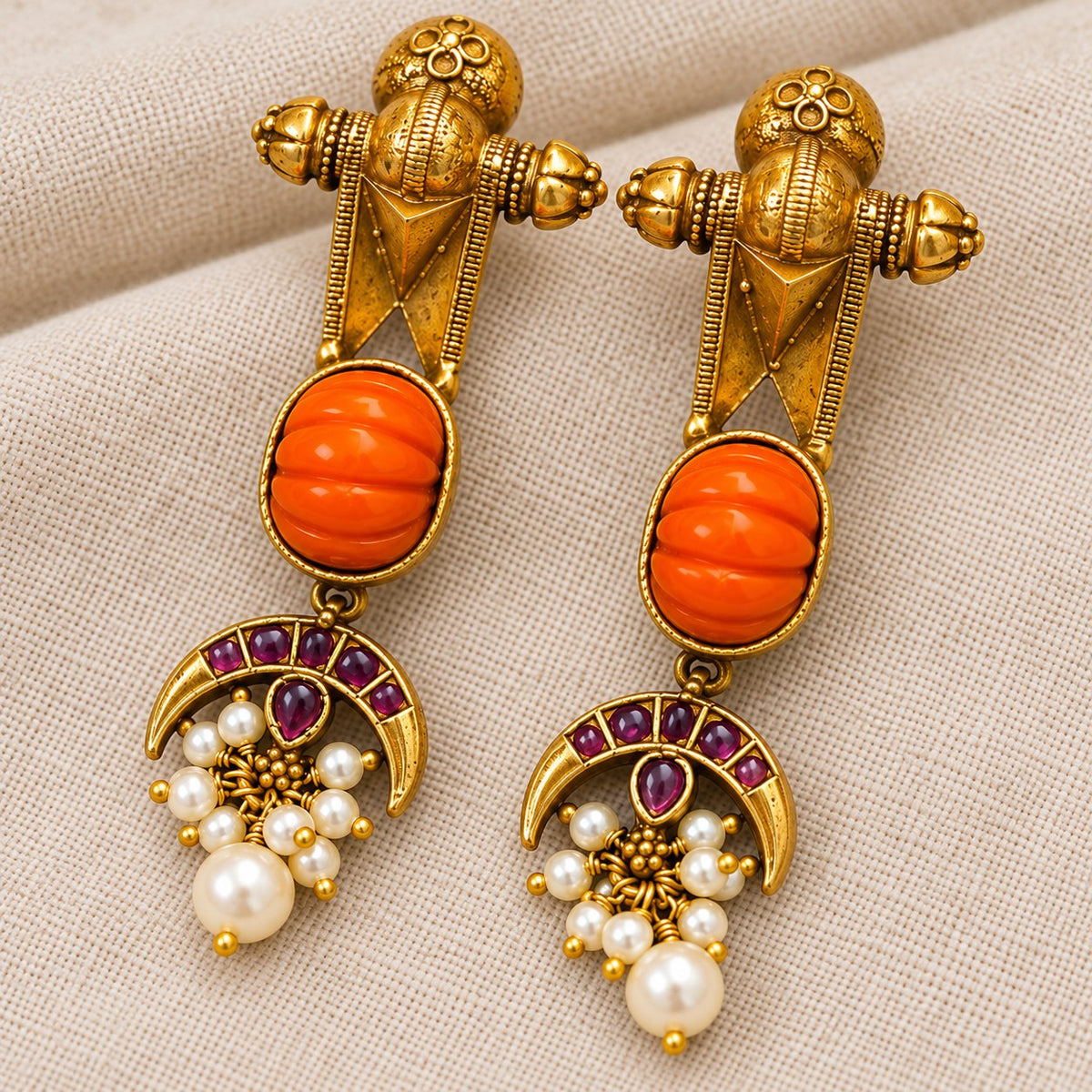 Raktima Coral Crescent Earrings, photo 2