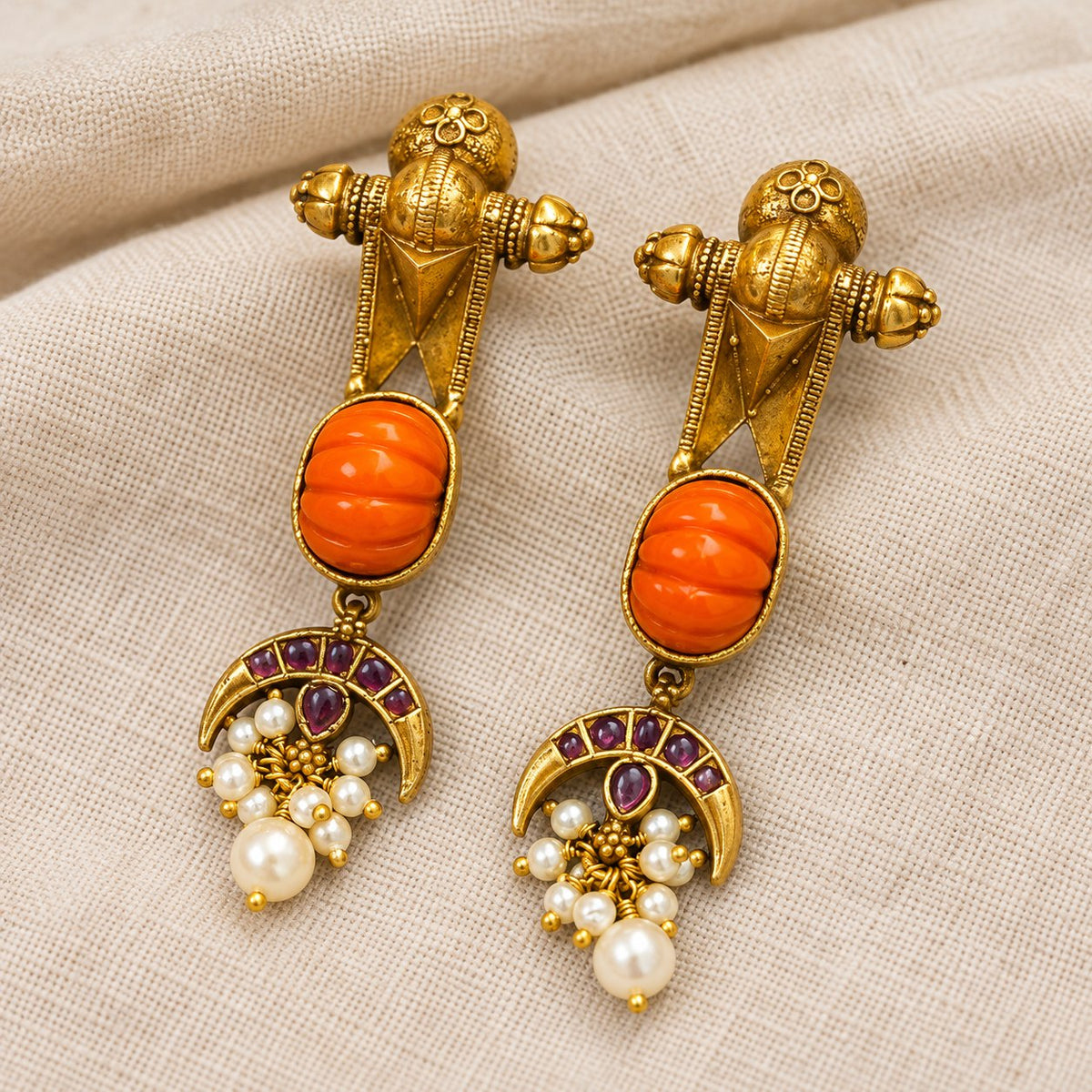 Raktima Coral Crescent Earrings, photo 3