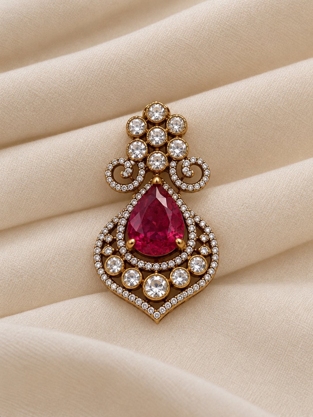 Raktima Teardrop Moissanite Pendant Set, photo 3