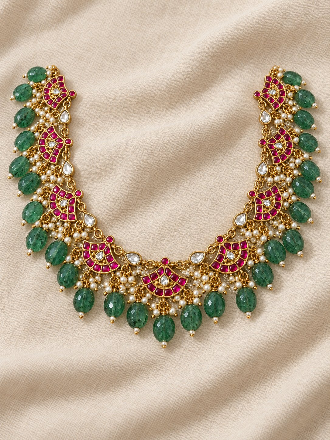 Riwaayat Kundan Green Bead Necklace, photo 1