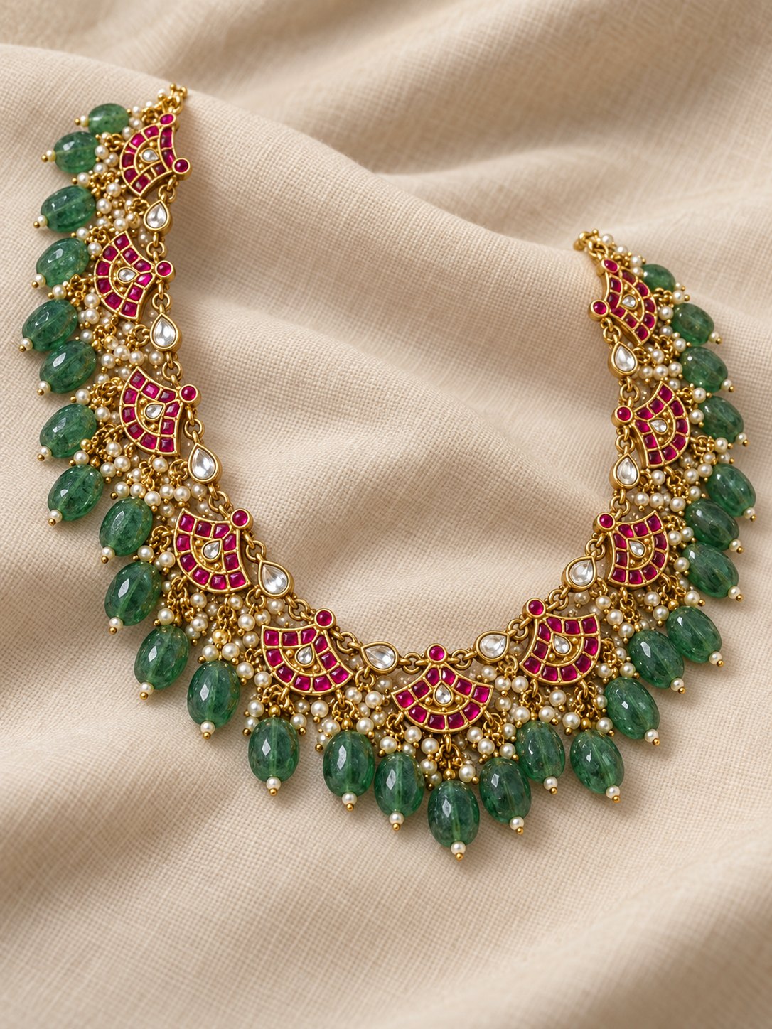 Riwaayat Kundan Green Bead Necklace, photo 2