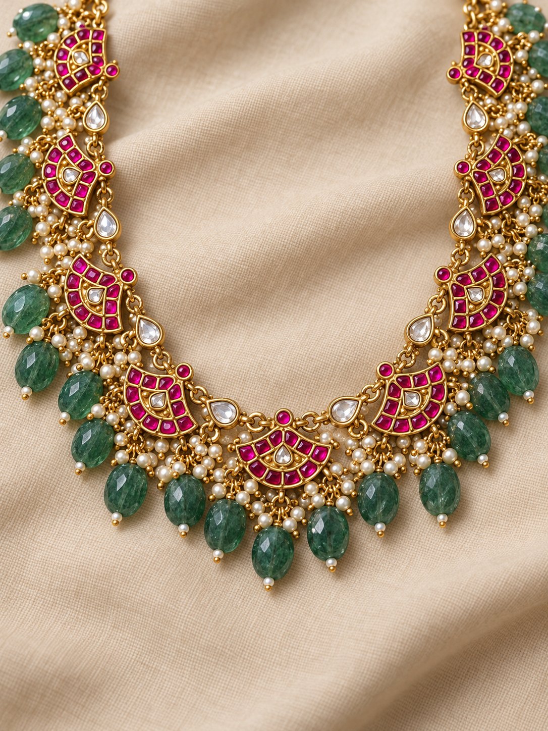 Riwaayat Kundan Green Bead Necklace, photo 3