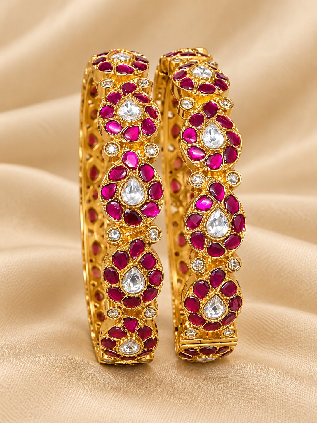 Roselle Ruby Kundan Bangles, photo 3
