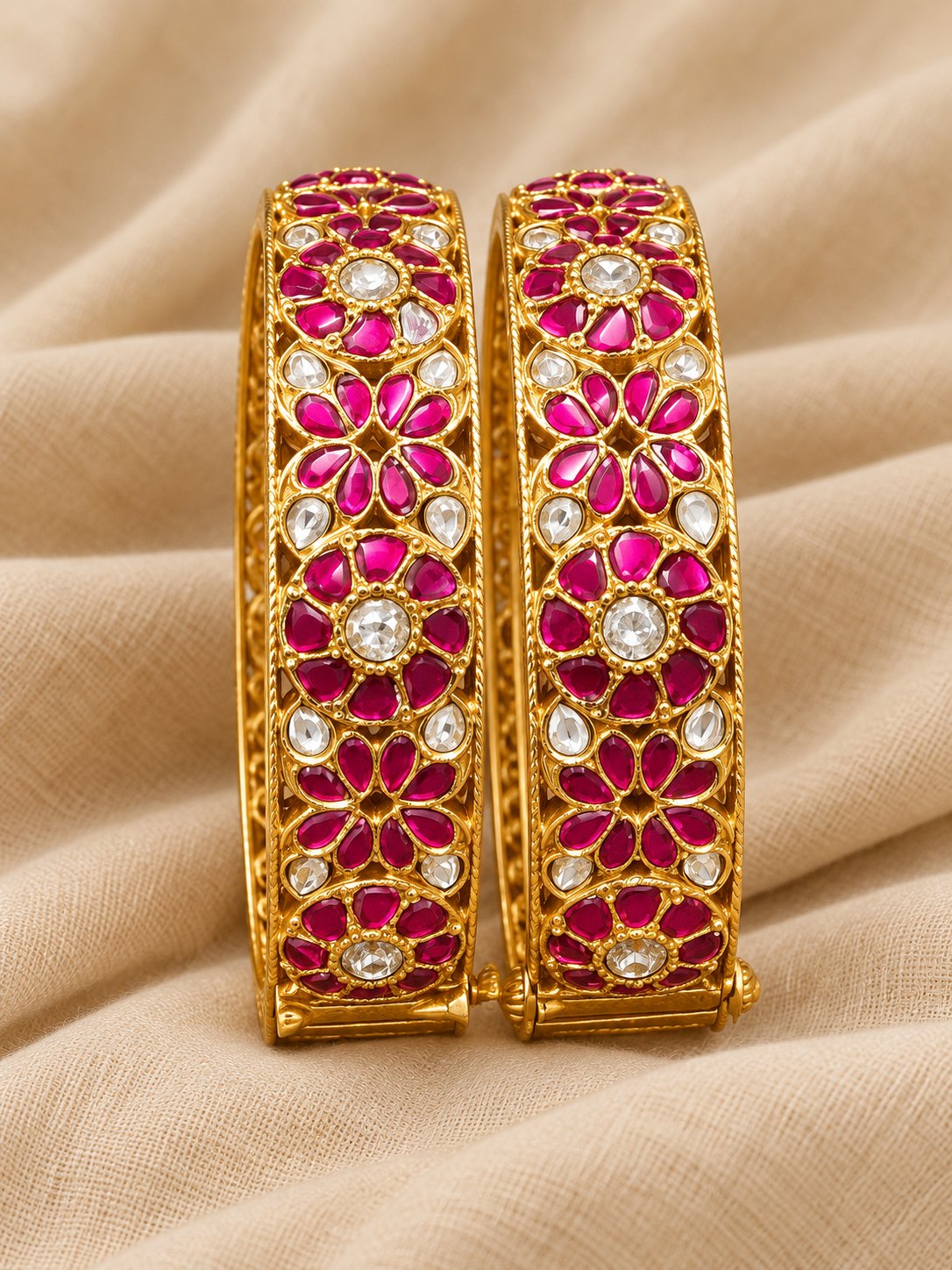 Ruby Gul Kundan Kada Bangles, photo 1