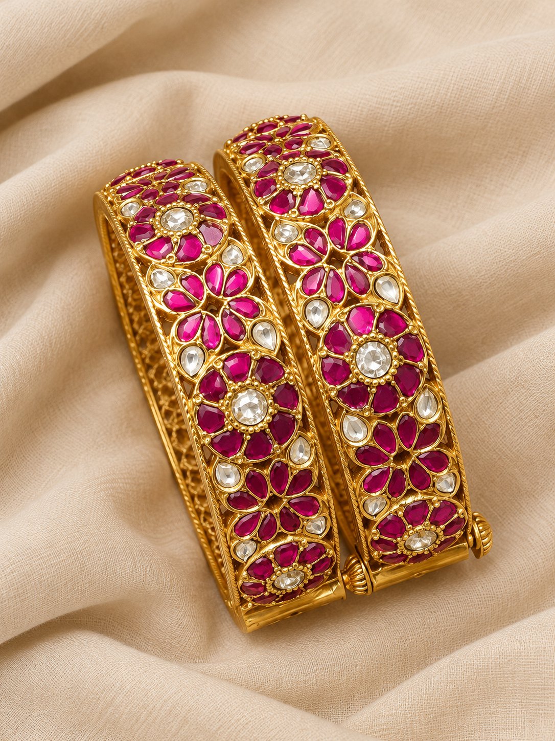 Ruby Gul Kundan Kada Bangles, photo 2
