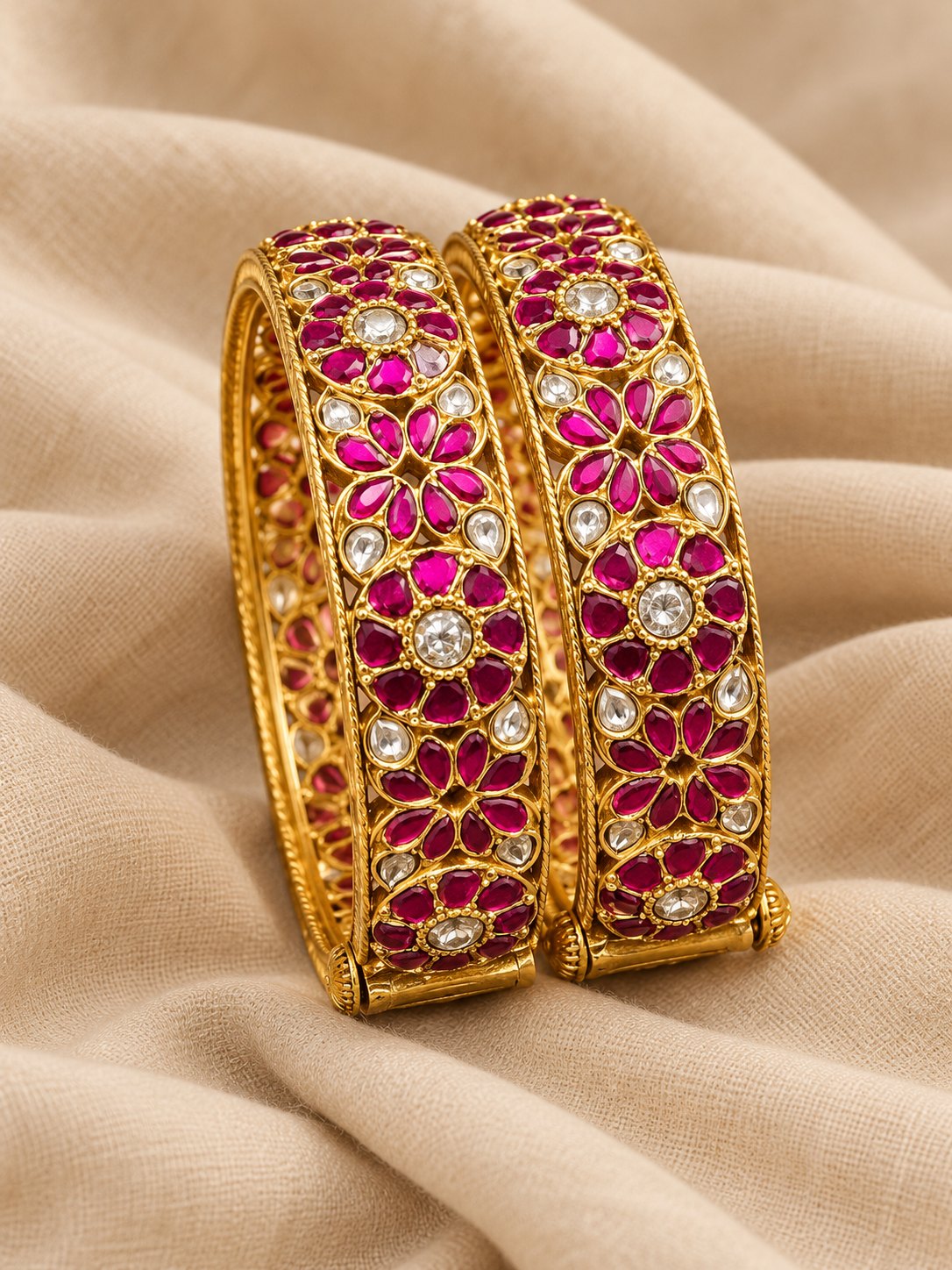 Ruby Gul Kundan Kada Bangles, photo 3