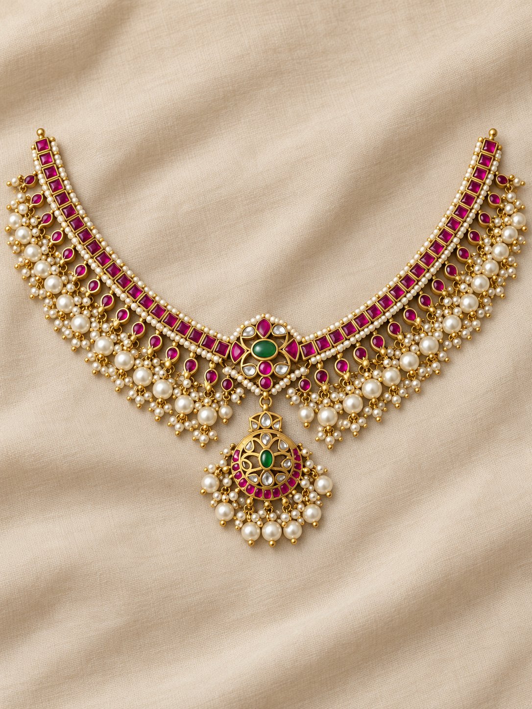 Ruchira Ruby Kundan Pearl Headset, photo 1