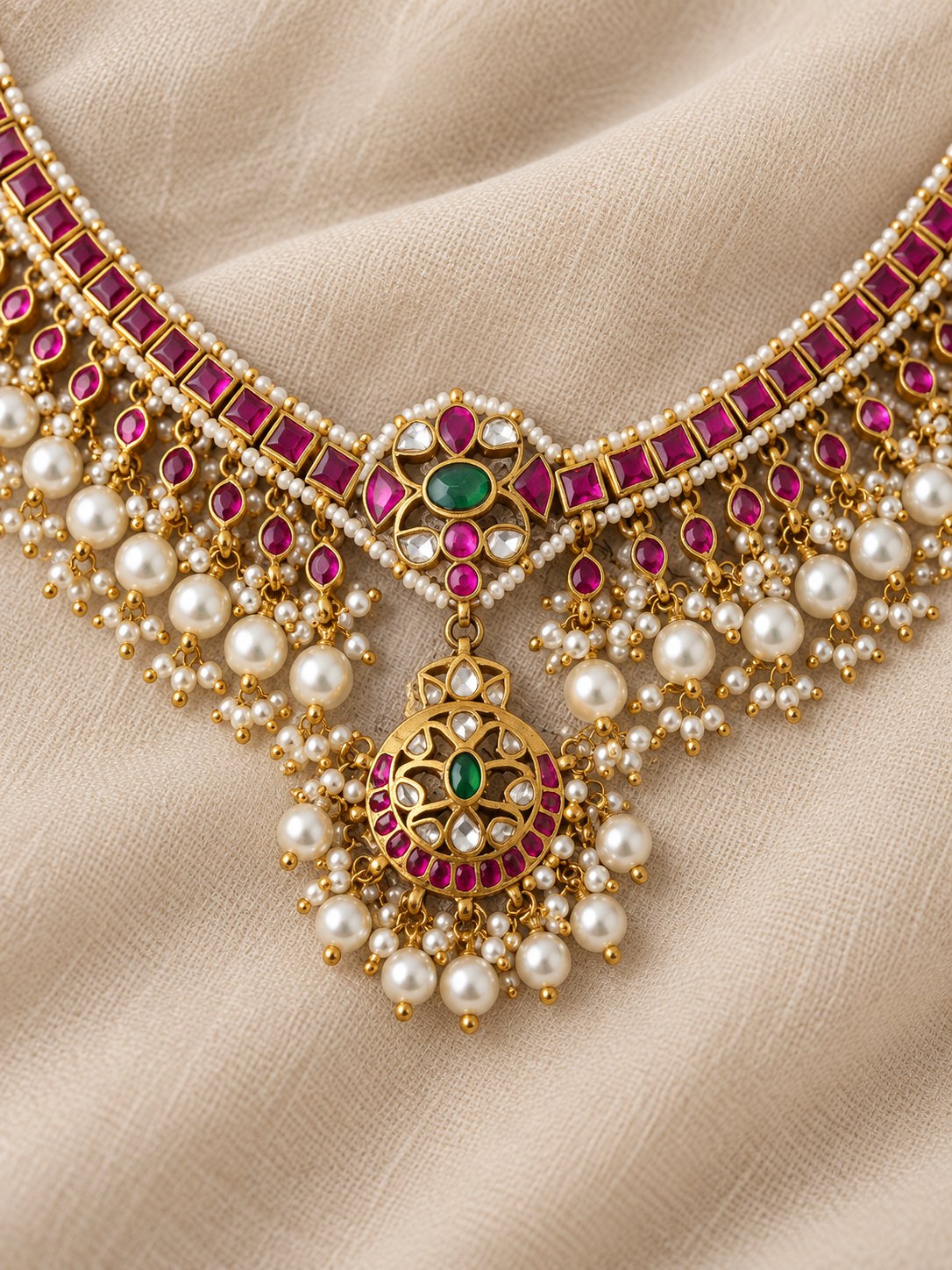 Ruchira Ruby Kundan Pearl Headset, photo 2