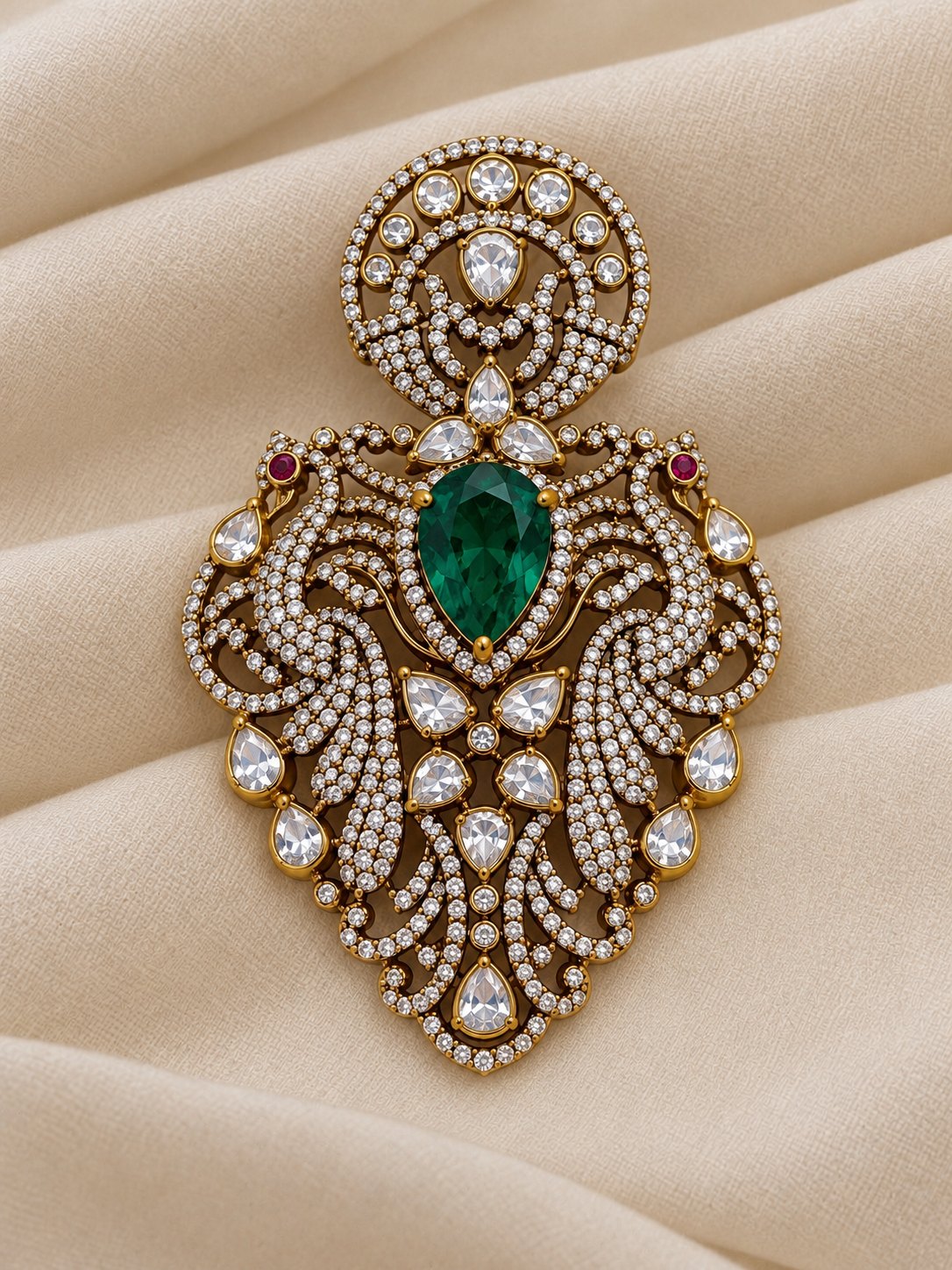 Shikhandini Emerald Moissanite Pendant Set, photo 3