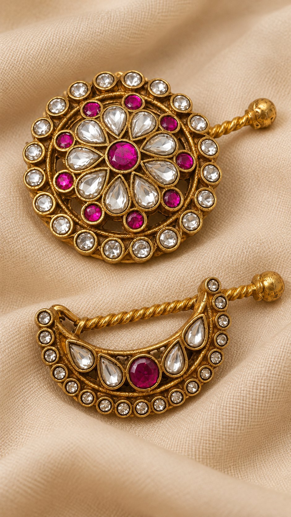 Surya Chandra Ruby Kundan Hair Pins, photo 1