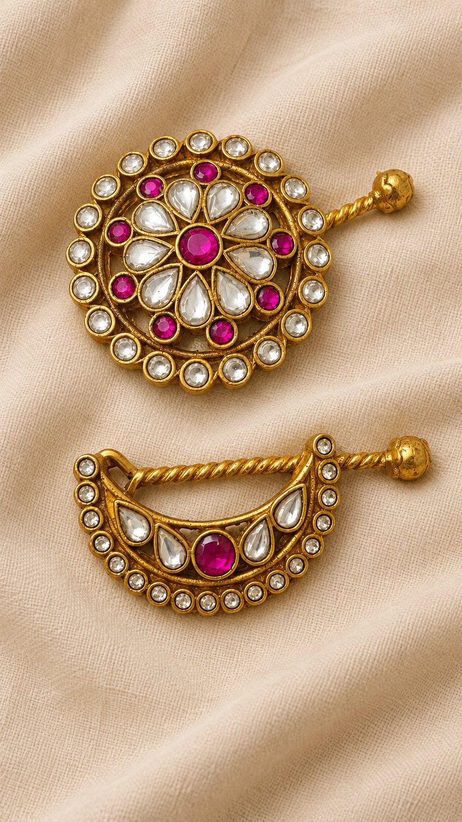 Surya Chandra Ruby Kundan Hair Pins, photo 3