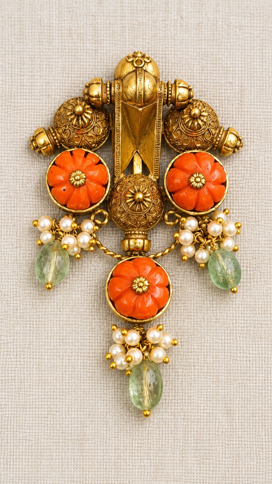 Tarangini Coral Floral Pendant, photo 1