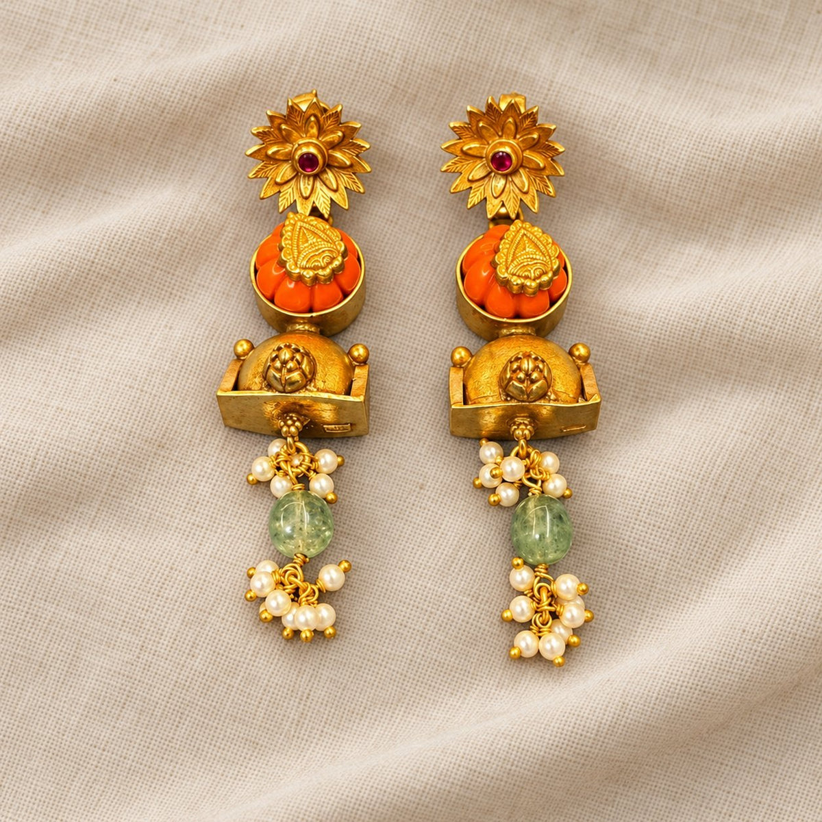 Tarangini Coral Jhumka Earrings, photo 1