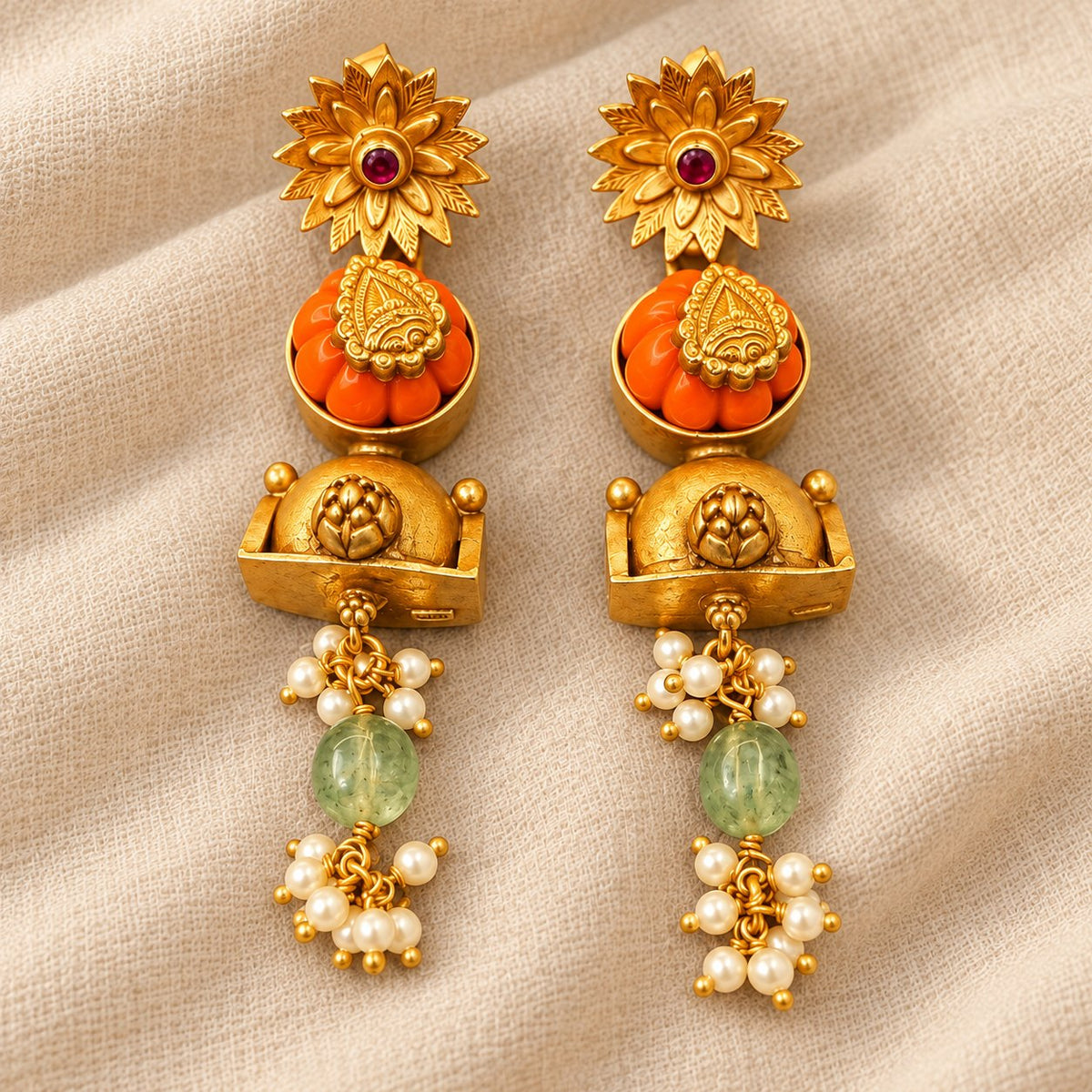 Tarangini Coral Jhumka Earrings, photo 2