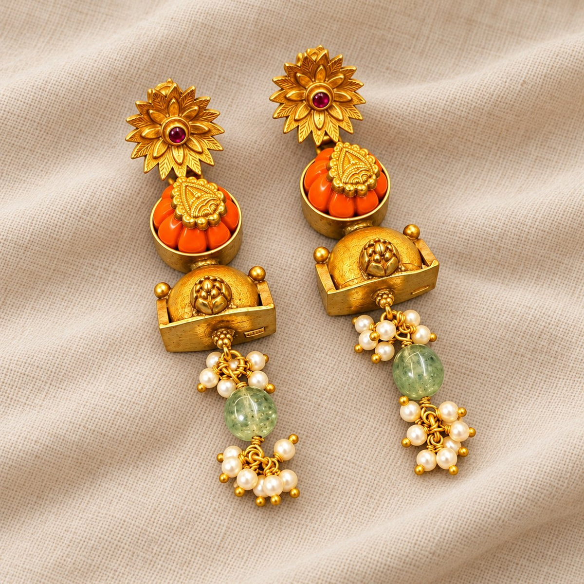 Tarangini Coral Jhumka Earrings, photo 3