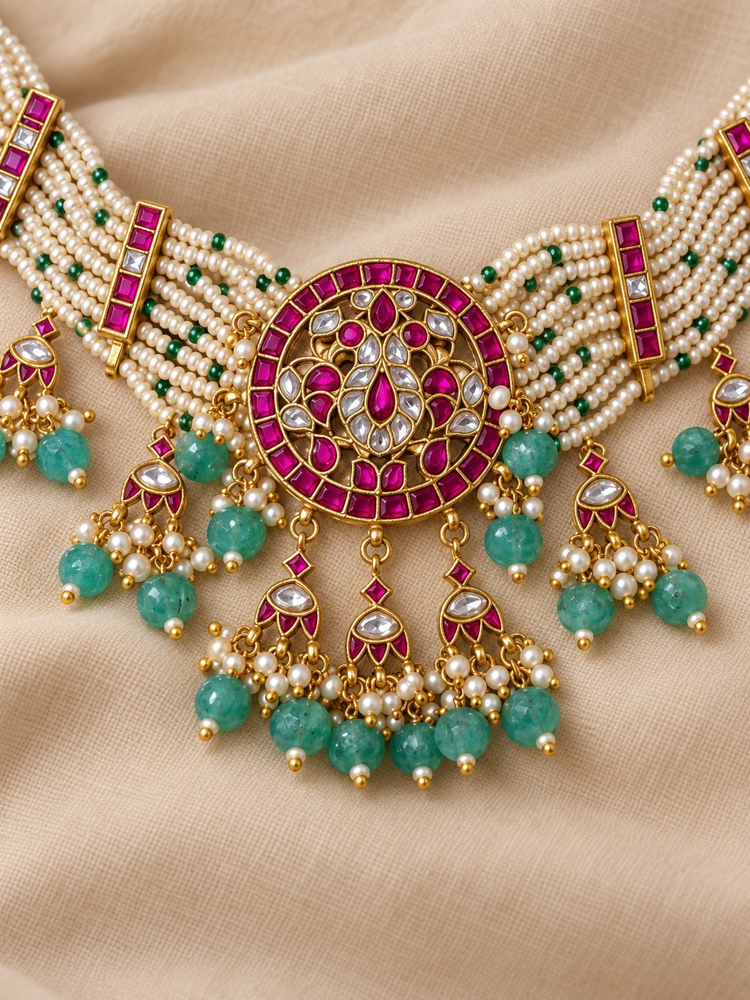 Tarangini Kundan Pearl Layered Necklace/Choker, photo 2