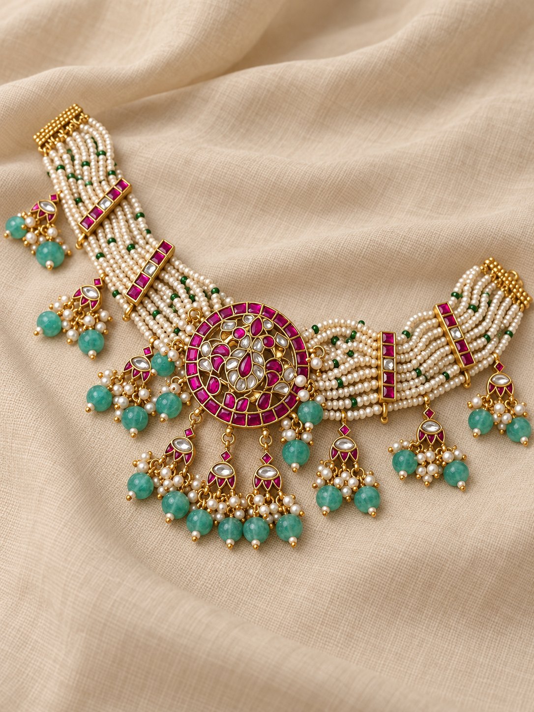 Tarangini Kundan Pearl Layered Necklace/Choker, photo 3
