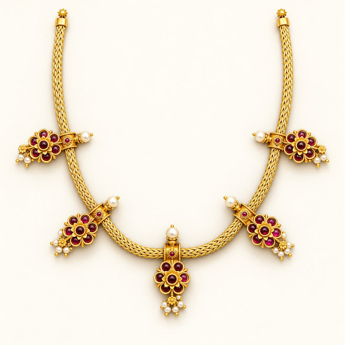 Tarangini Ruby Floral Necklace, photo 1