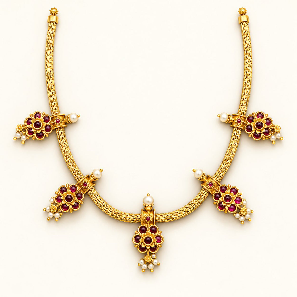 Tarangini Ruby Floral Necklace, photo 1
