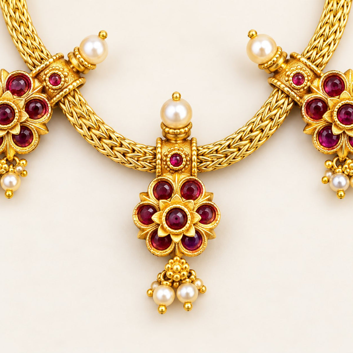 Tarangini Ruby Floral Necklace, photo 3