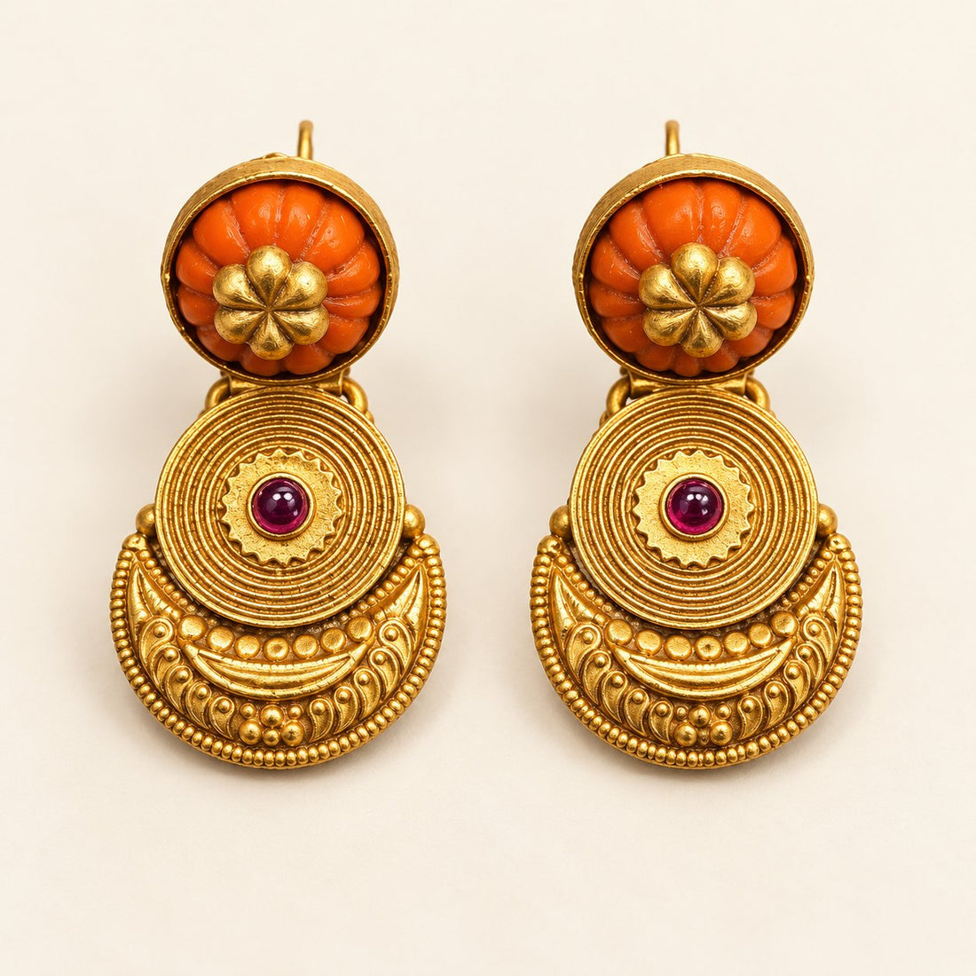 Tarunika Coral Chandrika Earrings, photo 1
