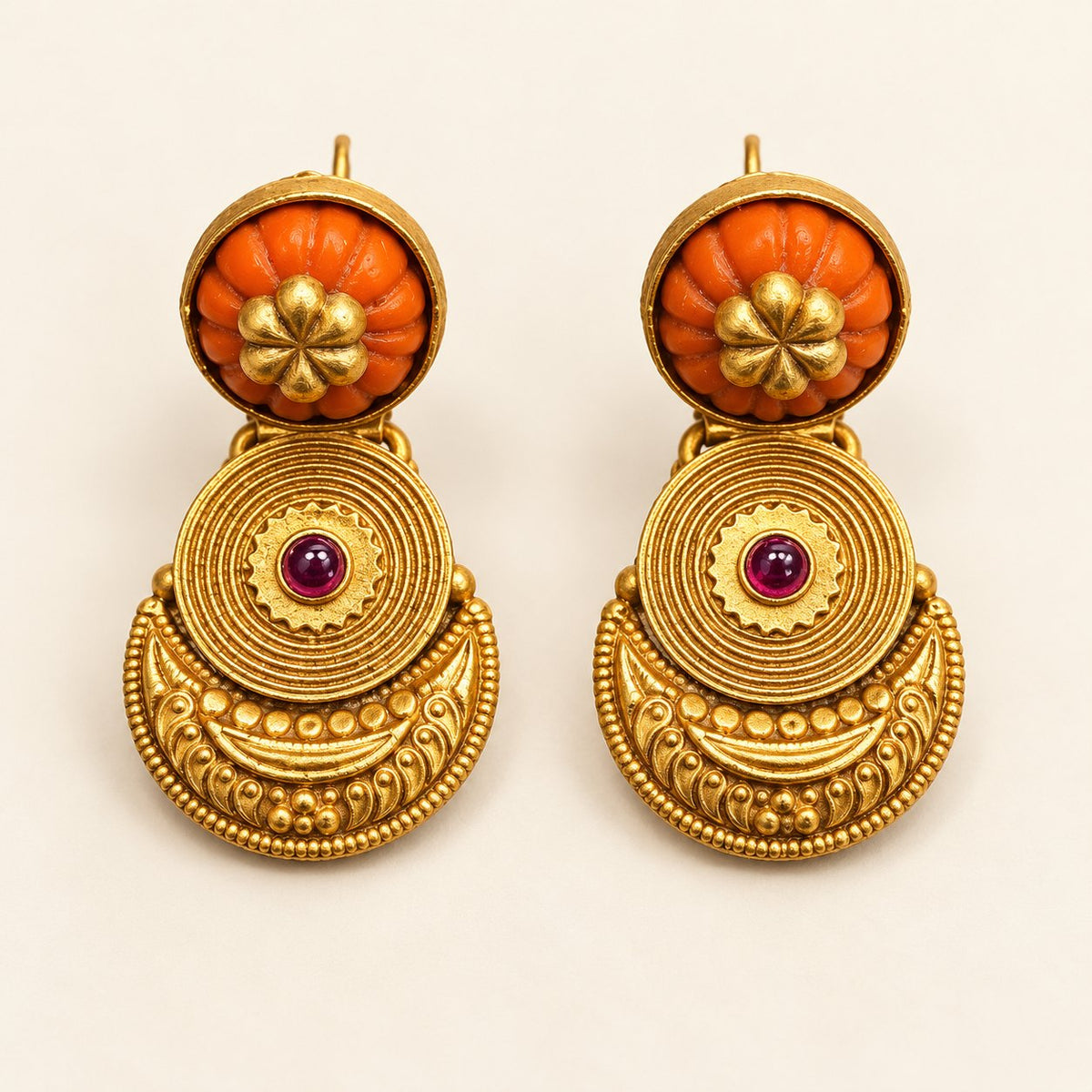 Tarunika Coral Chandrika Earrings, photo 1