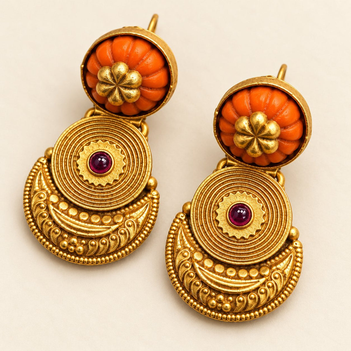 Tarunika Coral Chandrika Earrings, photo 2
