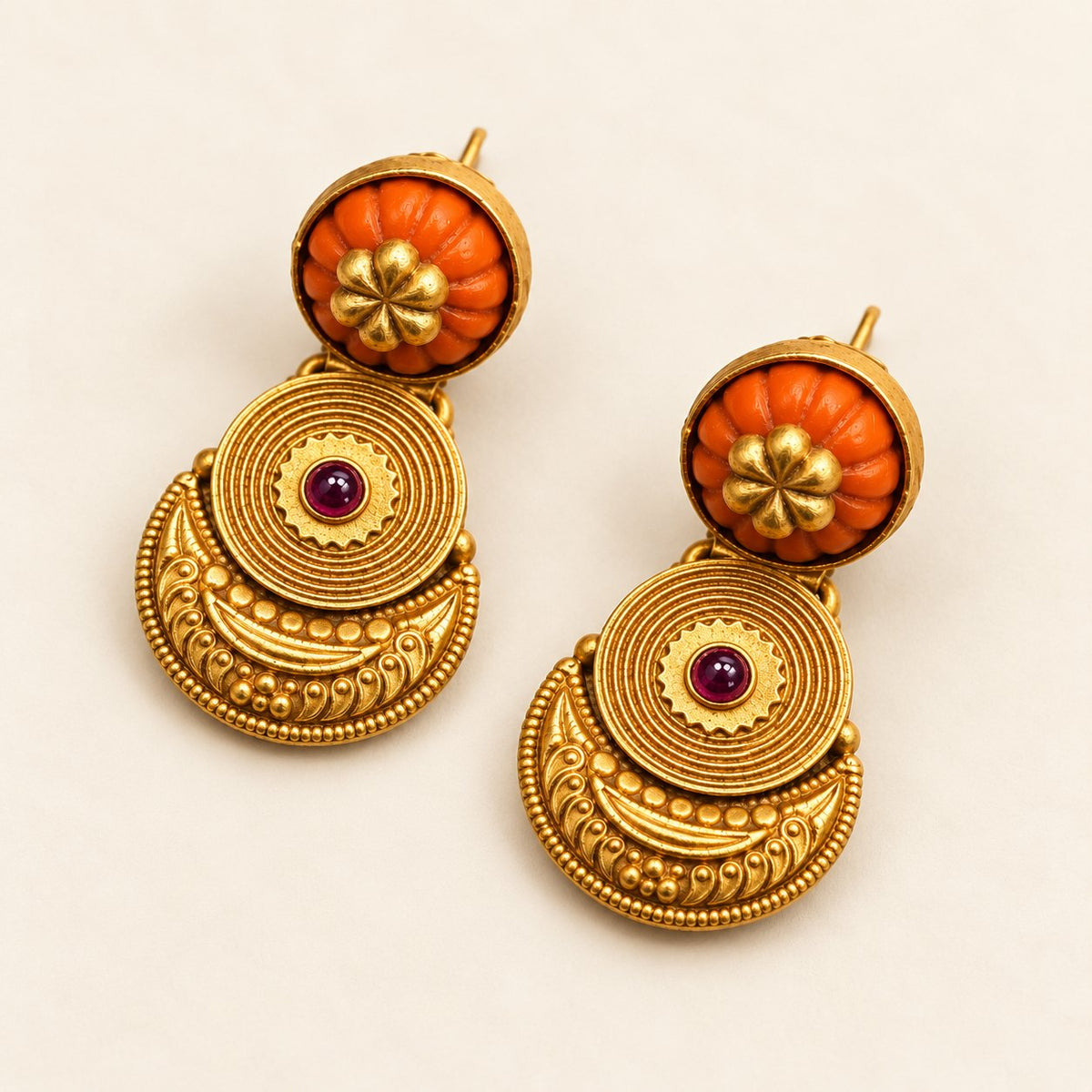 Tarunika Coral Chandrika Earrings, photo 3