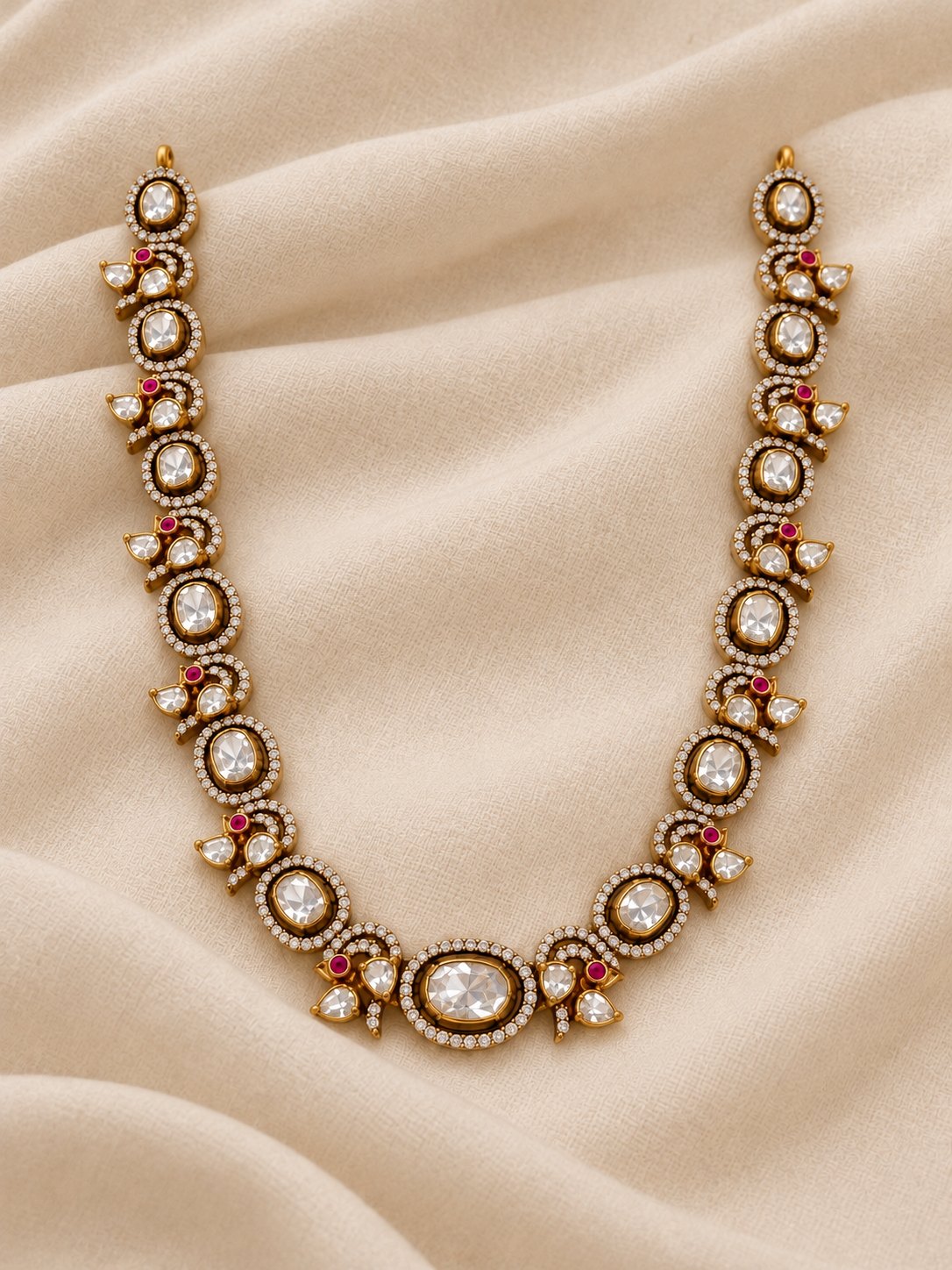 Tarunika Ruby Moissanite Necklace & Earrings Set, photo 1
