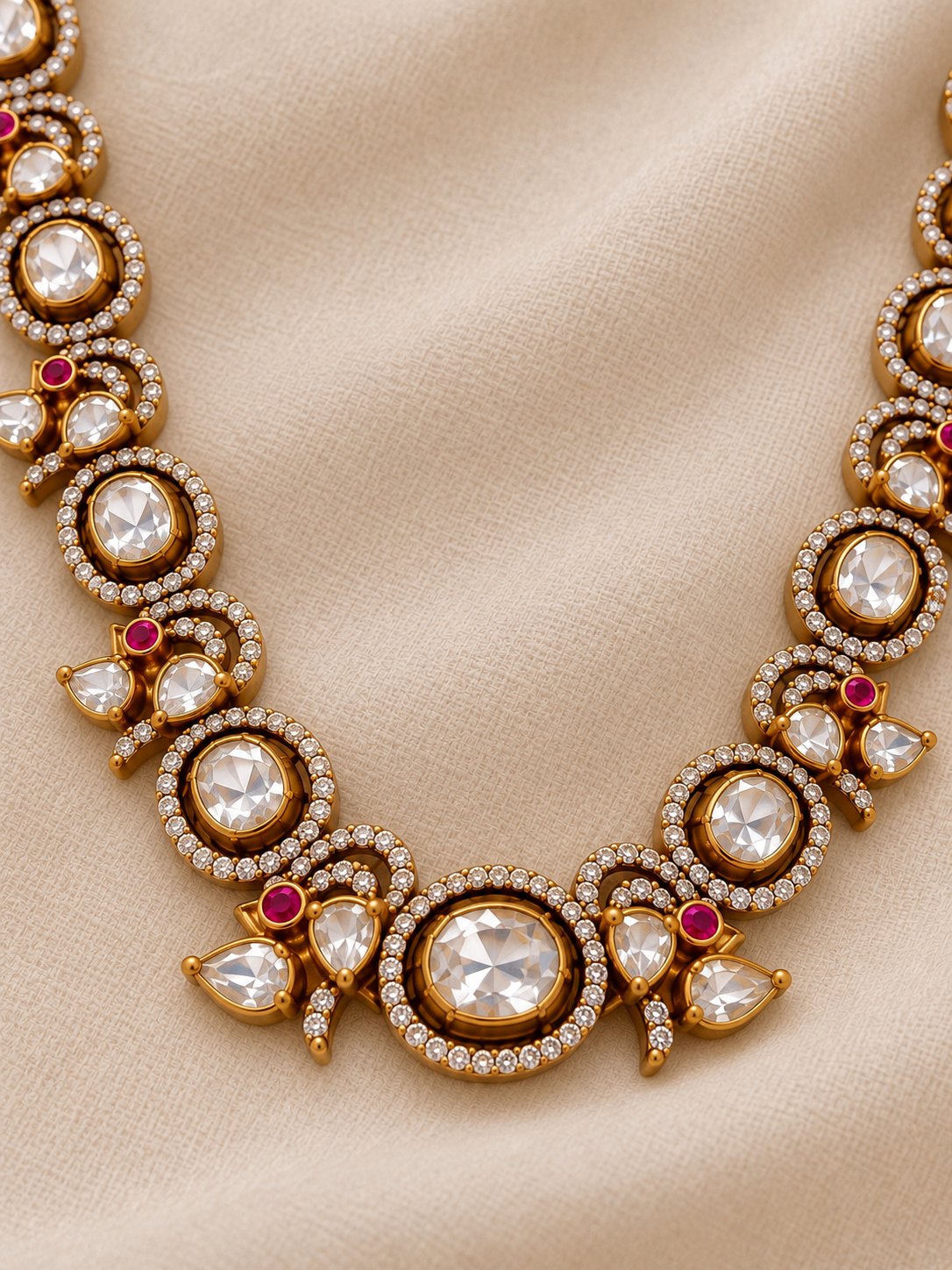 Tarunika Ruby Moissanite Necklace & Earrings Set, photo 2