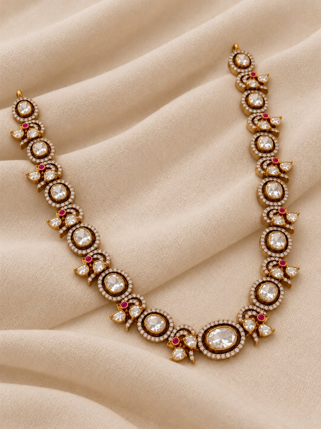 Tarunika Ruby Moissanite Necklace & Earrings Set, photo 3