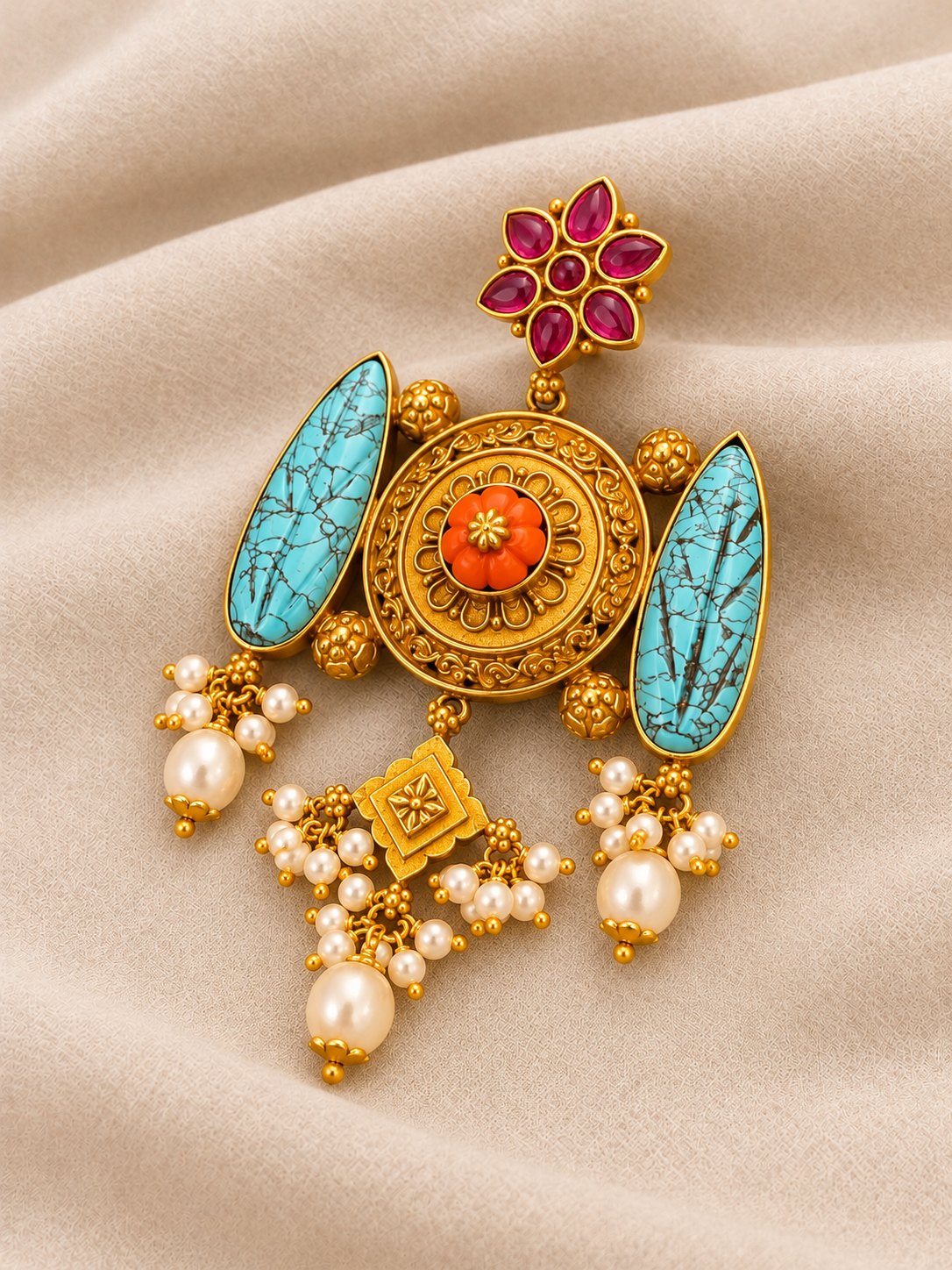 Turquoise Pushpa Pendant, photo 1