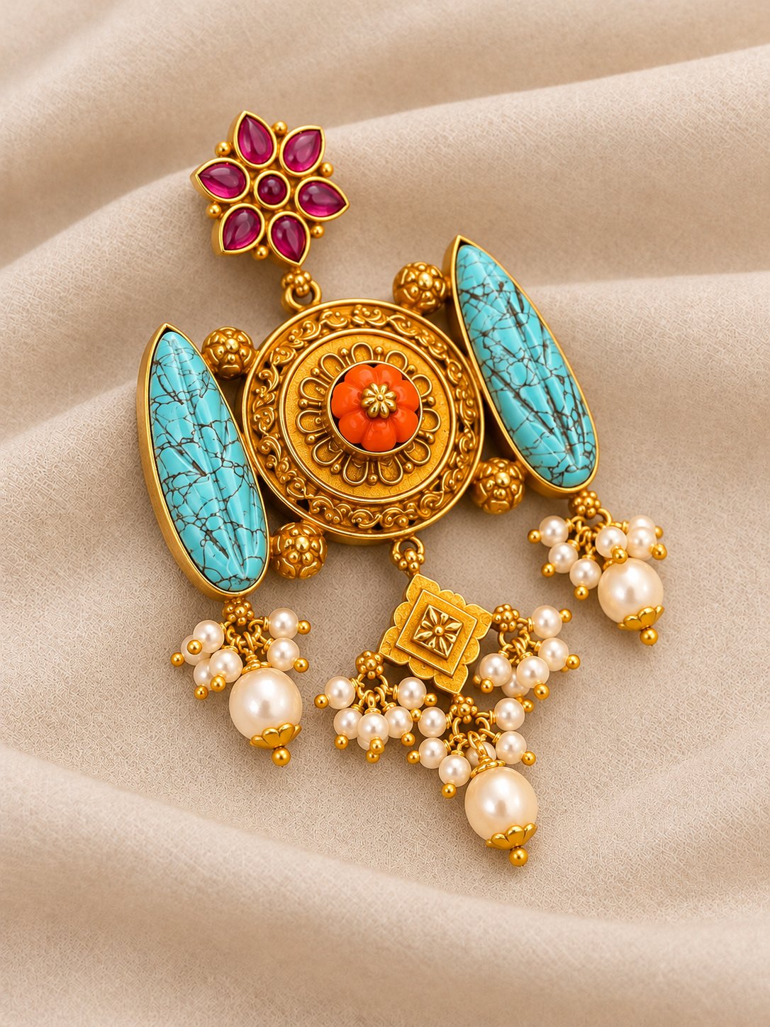 Turquoise Pushpa Pendant, photo 2